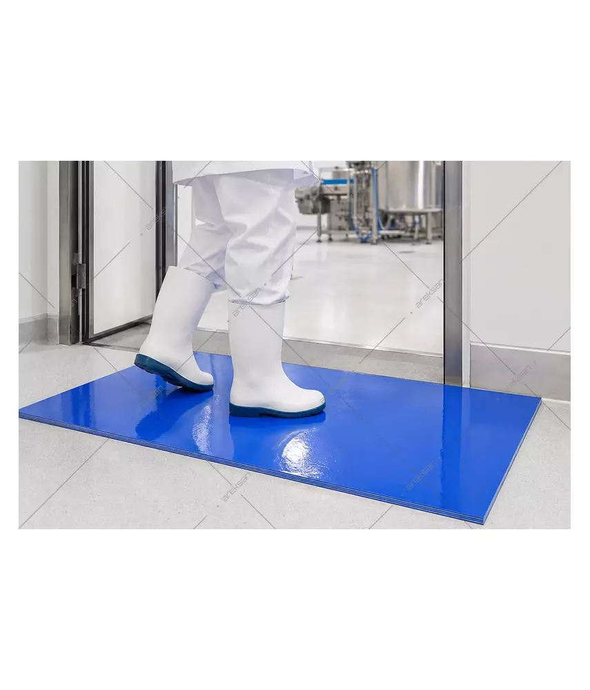 Yapışkanlı Yaprak Paspas Mavi 45x115 cm – 300 Yaprak (10 Plaka x 30 Yaprak)