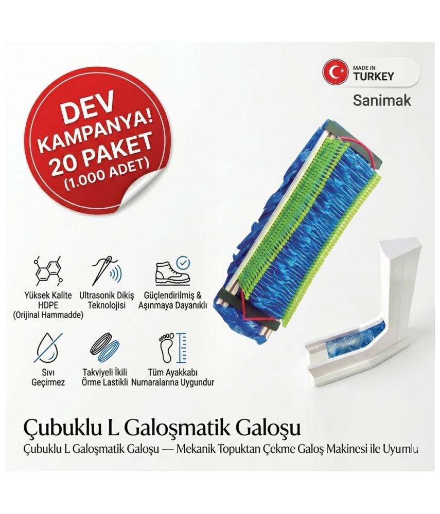 Sanimak Topuktan Çekmeli Galoşmatik Galoşu 1000 Adet L Makine Uyumlu