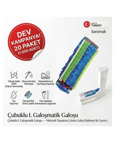 Sanimak Topuktan Çekmeli Galoşmatik Galoşu 1000 Adet L Makine Uyumlu