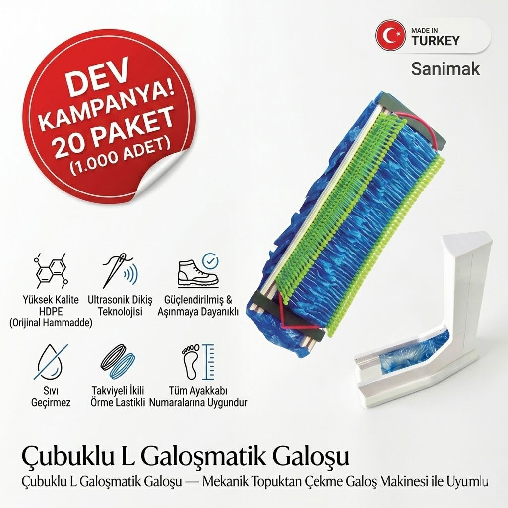 Sanimak Topuktan Çekmeli Galoşmatik Galoşu 1000 Adet L Makine Uyumlu